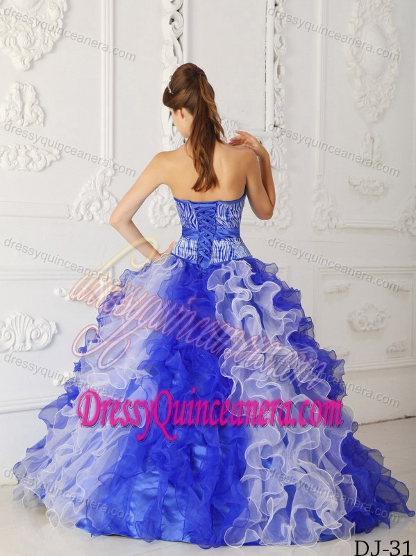 Multi-color Sweetheart Organza Quinceanera Dress with Beading and Ruffles