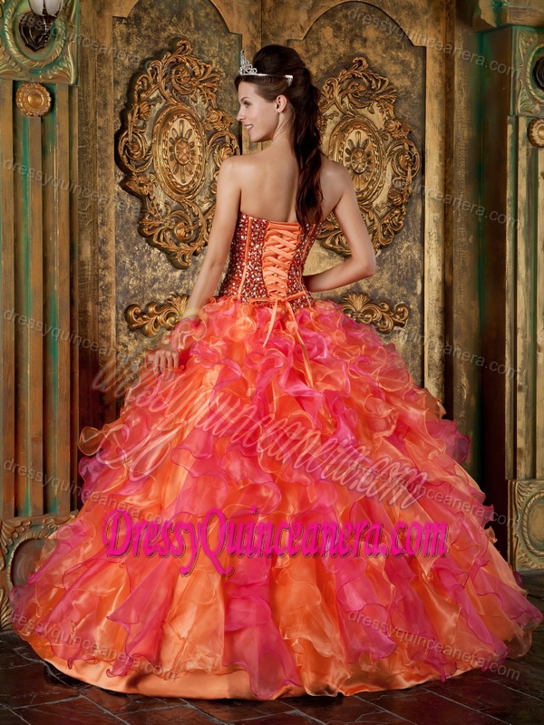 Nice Muti-Color Strapless Quinceanera Dresses with Beading and Ruffles