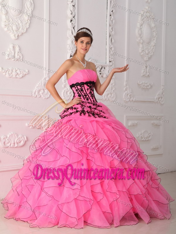 Discount Strapless Dresses for Quinceanera with Appliques and Ruffles
