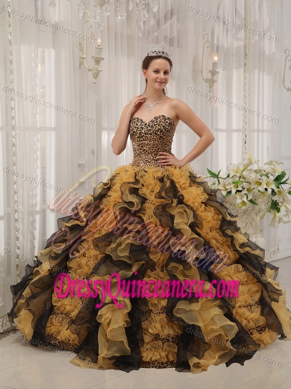 Muti-Colored Perfect Beaded Organza Sweet 16 Dress with Sweetheart