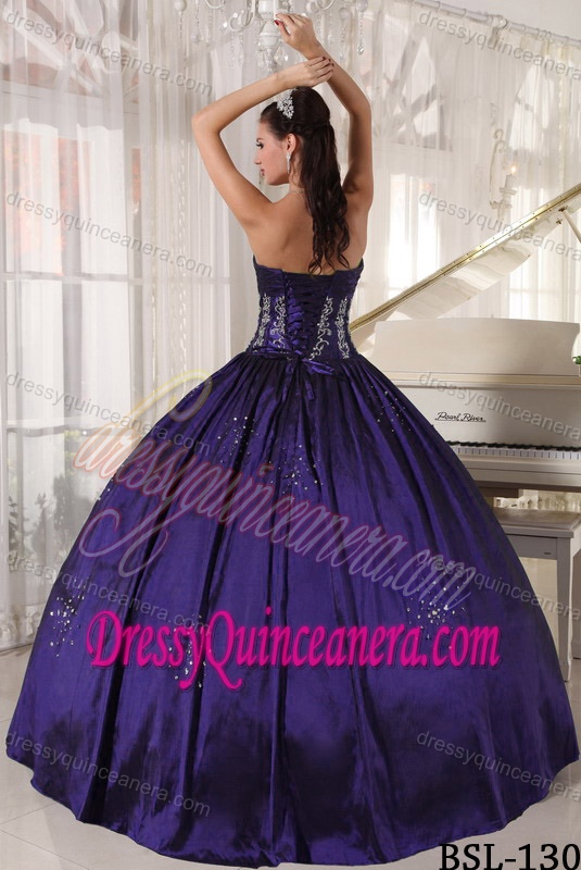 Strapless Taffeta Quinceanera Dress with Embroidery and Beading for 2014