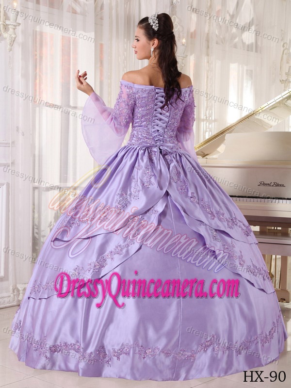 New Lavender Off The Shoulder Quinceanera Gowns in Taffeta and Organza