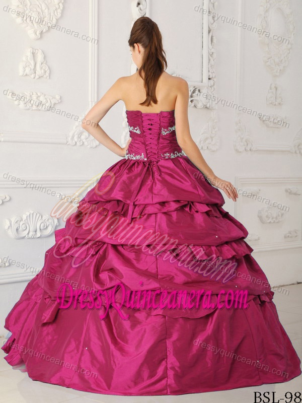 Princess Taffeta and Tulle Quinceanera Dress with Appliques and Beading