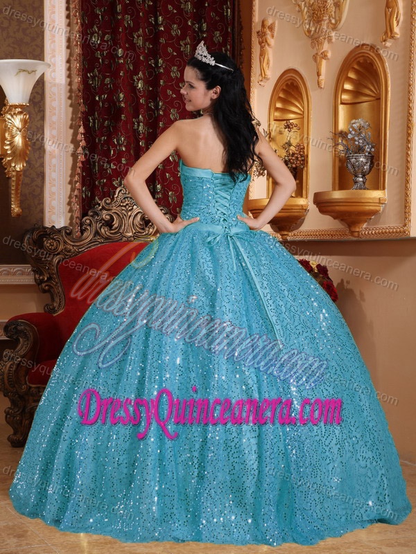 Popular Sweetheart Beaded Aqua Blue Long Quinceanera Gown for Spring