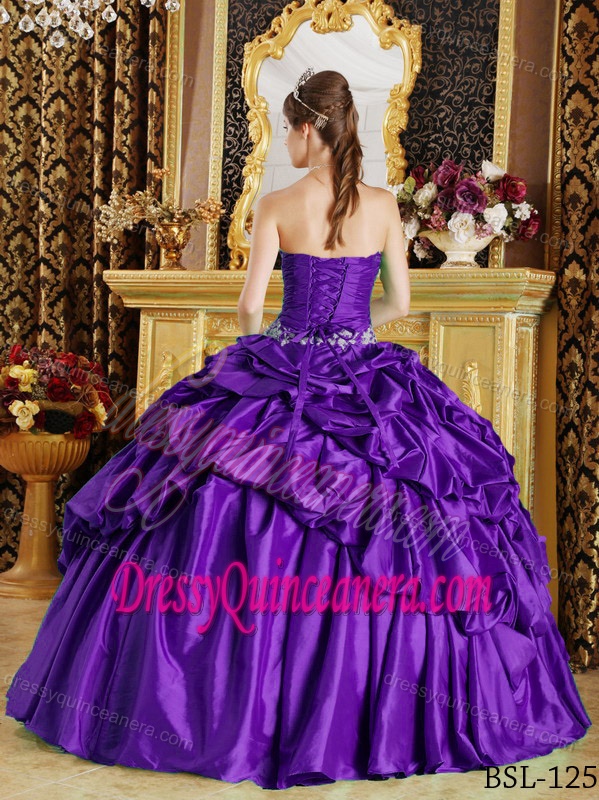 Gorgeous Purple Ruched Taffeta Sweet 16 Quinceanera Dress with Beading
