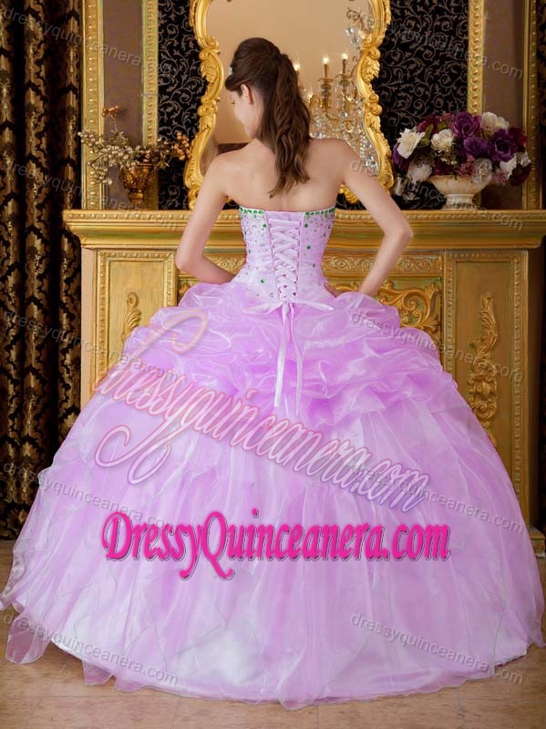 Lavender Strapless Beaded Sweet 16 Dress in Organza Best Seller in 2013
