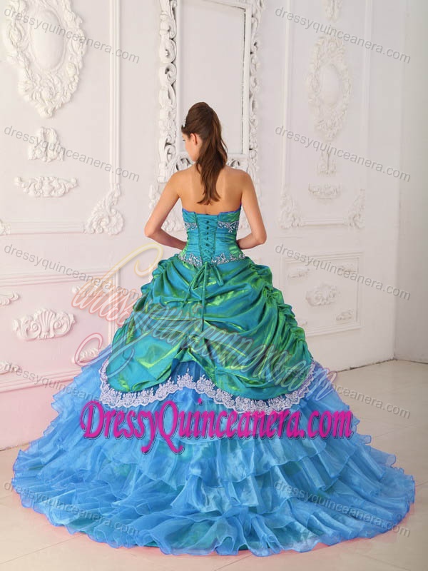 Modest Strapless Organza and Taffeta Quinceanera Dresses with Ruffles