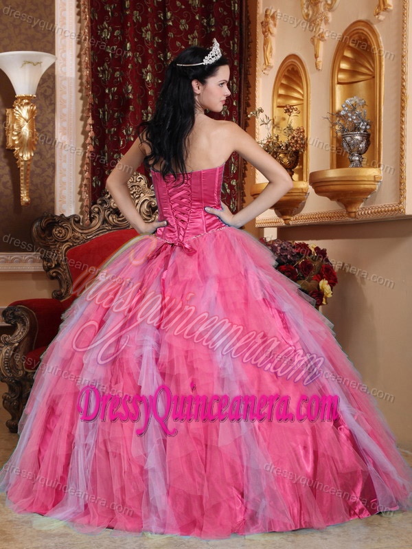 Gorgeous Coral Red Sweetheart Tull Sweet 16 Dresses with Ruffled Layers