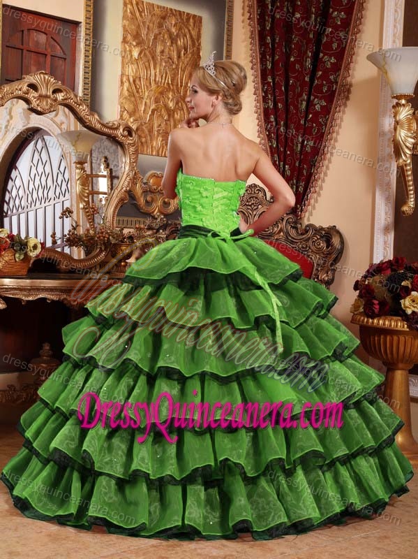 Multi-color Strapless Organza Quinceanera Dress with Appliques on Sale