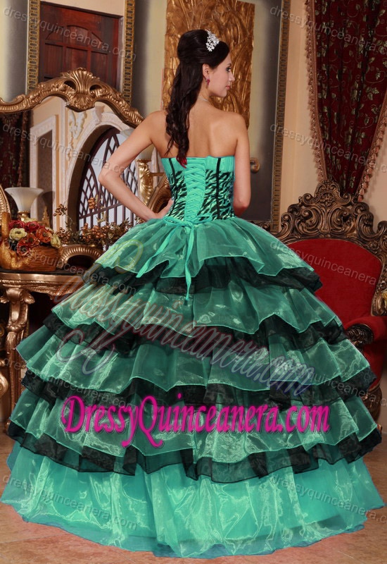 Sweetheart Multi-color Organza Dress for Gowns with Ruffles and Lace Up