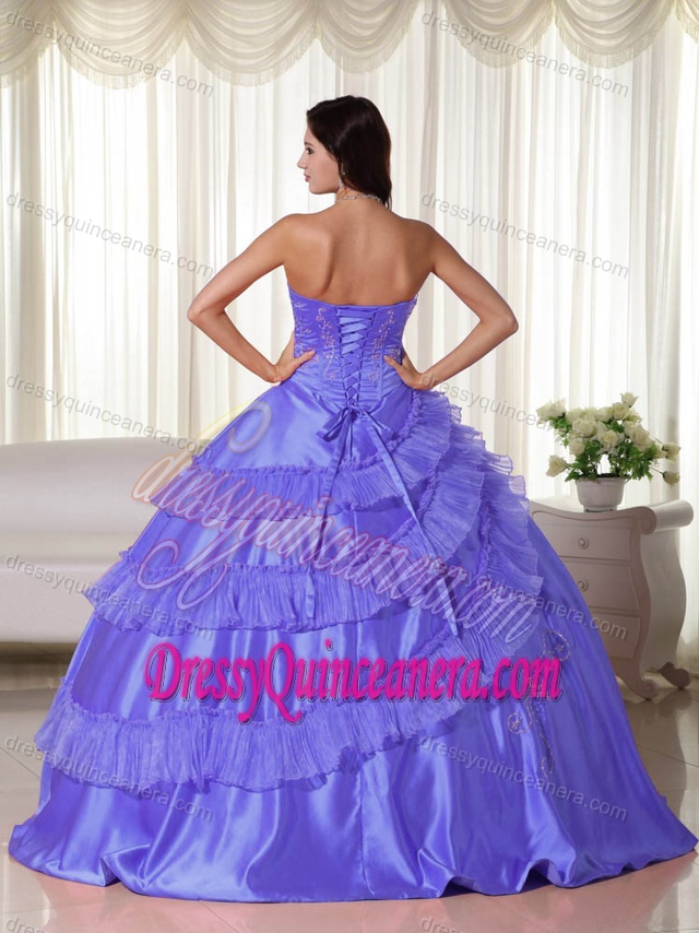 Purple Strapless Taffeta Sweet 16 Dress with Embroidery Popular in 2013