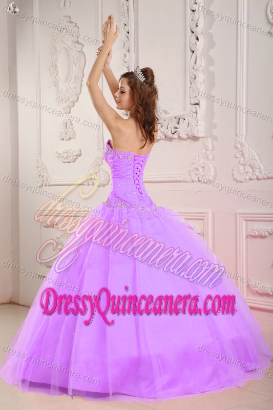 Sweetheart Tulle Appliques Decorated Lavender Quinceanera Dress for Cheap