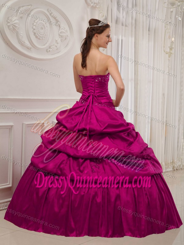 Strapless Taffeta Quinceanera Dresses with Ruffles and Pick-ups on Promotion