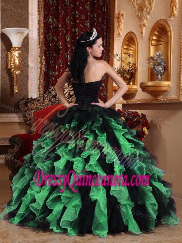 Exclusive Sweetheart Organza Beaded Quinceanera Dress with Ruffled Layers