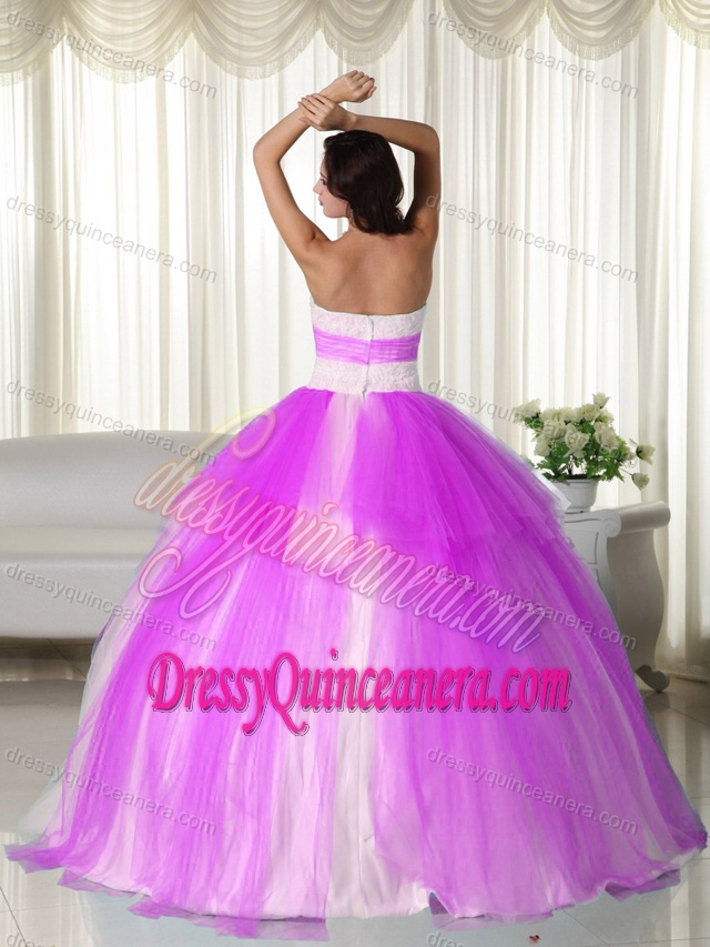 Hot Pink and White Beaded 2013 Best Seller Quince Dresses for Winter