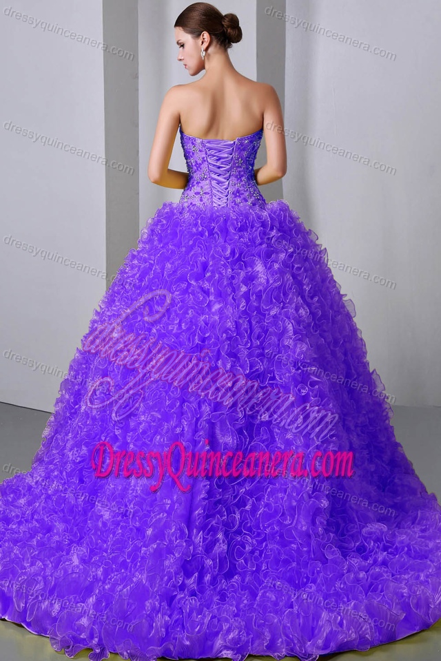 Purple Lace-up Exquisite Sweet Sixteen Quinceanera Dresses with Ruffles