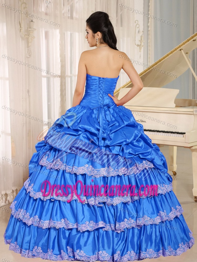 Fabulous Aqua Blue Sweetheart Beaded Quinceanera Gowns with Pick-ups