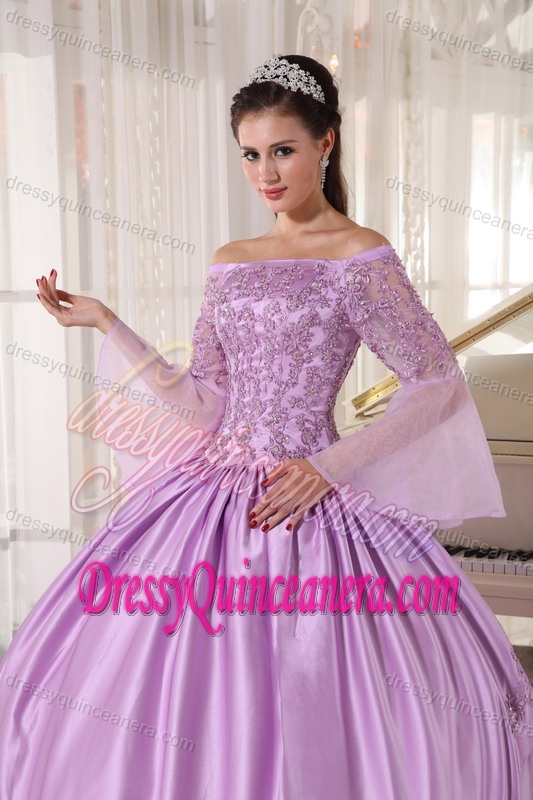Lavender Off the Shoulder Quinceanera Dress for 2015 with Appliques