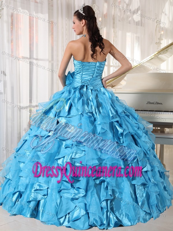 Classical Sweetheart Organza Beaded Quinceanera Gown Dress in Teal
