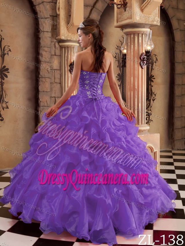 Brand New Style Purple Organza Quinceanera Gown Dresses with Ruffles