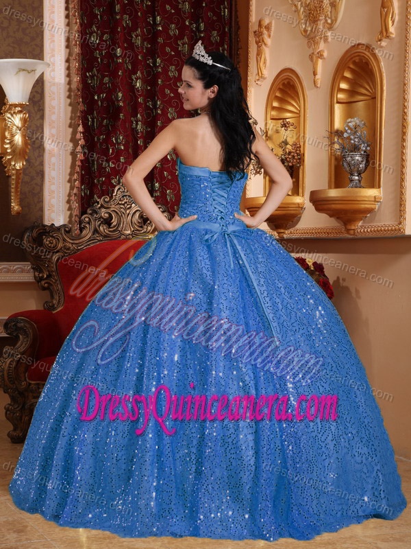 Modest Sweetheart Beaded Quinceanera Gown Dresses for 2015 in Blue