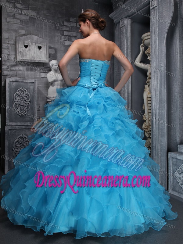 Beautiful Sweetheart Beading and Appliques Aqua Blue Quinceanera Dresses