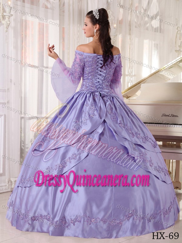 Cheap Lavender Ball Gown Off The Shoulder Quinceanera Gown Dresses