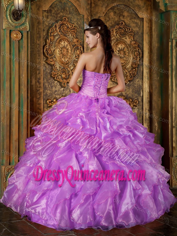 Discount Beading Quince Dresses with Handmade Flower and Ruffles in Hot Pink
