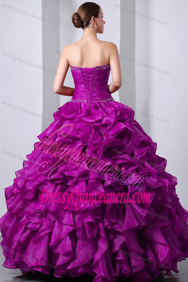 Sweetheart Ruched Quinceanera Gown Dresses with Ruffles and Beads on Sale