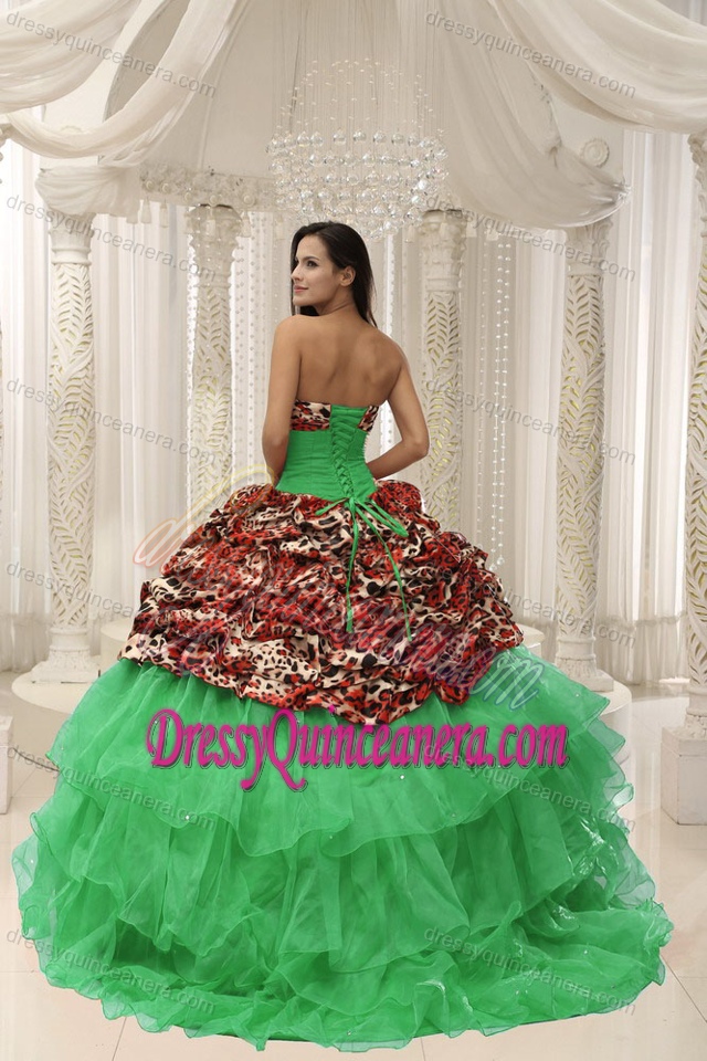 Leopard Print Organza Beaded Dress for Quinceanera Dresses in 2013