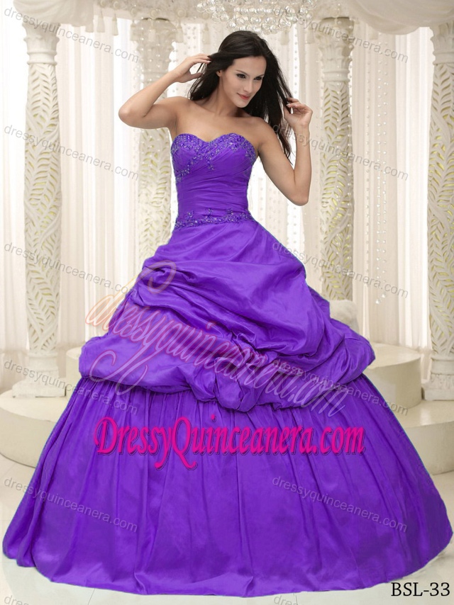 New Taffeta Sweetheart Quinceanera Dress with Appliques and Lace-up Back