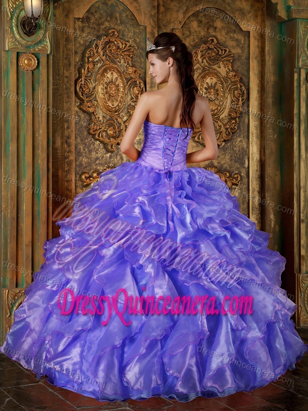 Inexpensive Strapless Sweet 15 Dresses with Beading and Ruffles