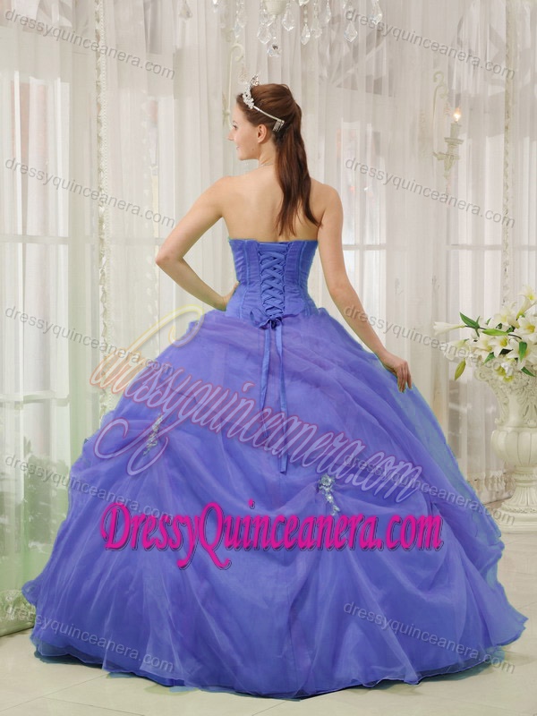 Sweetheart Pretty Organza Sweet Sixteen Quince Dress in Purple
