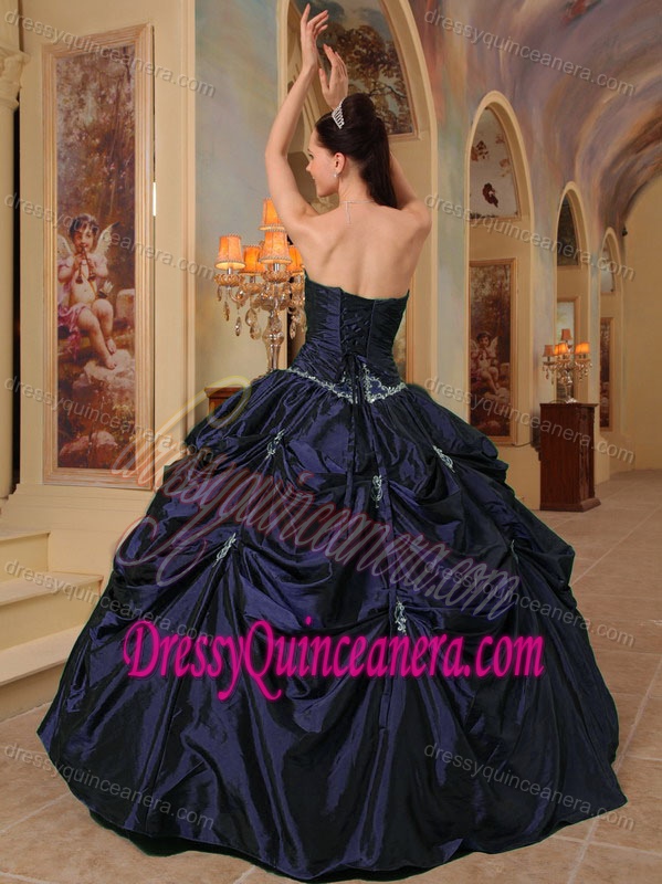 Strapless Beautiful Beaded Taffeta Sweet 16 Dress in Dark Purple