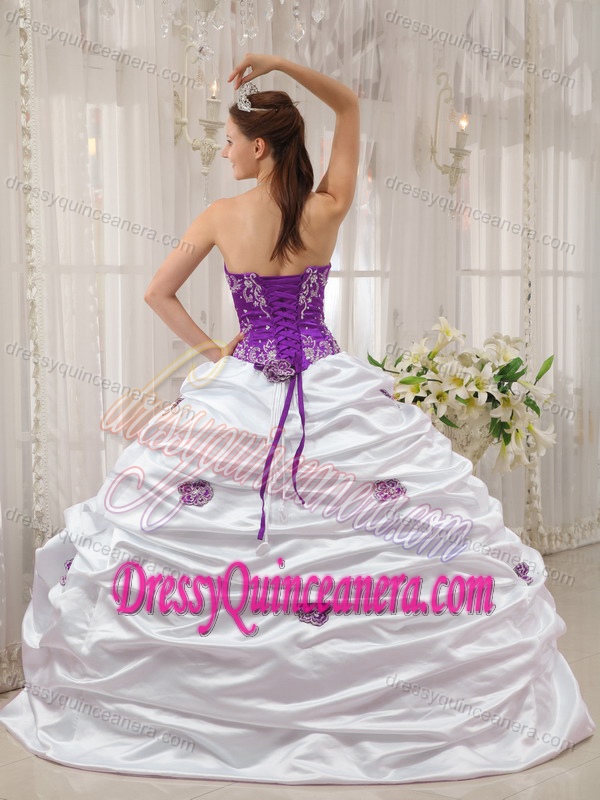 Cheap Sweetheart Quinceanera Gown Dress in Purple and White