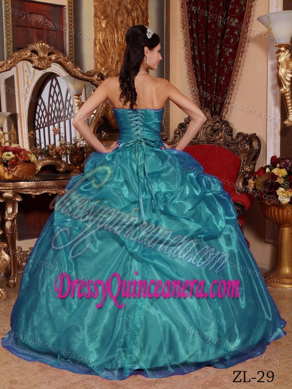 Sweetheart Quinceanera Dresses in Turquoise for Custom Made