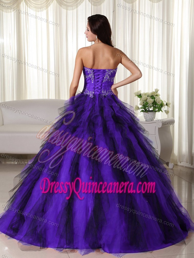 Purple Ball Gown Strapless Cheap Dress for Quinceanera in Taffeta