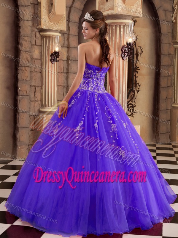 Elegant Purple Sweet Sixteen Quinceanera Dress with Beading in Organza