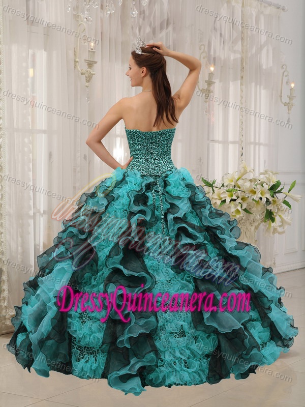 Beautiful Multi-colored Sweetheart Organza Quinces Dresses with Beading