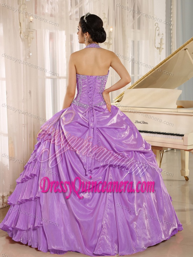 Attractive Halter Top Quinceanera Dress with Beaded Bodice on Promotion