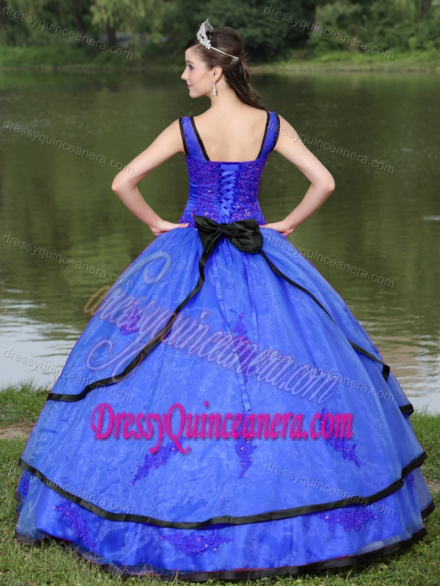 The Most Popular Long Sleeves Appliques Decorated Blue Quinceanera Dress