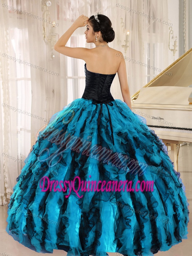 Beaded and Ruffled Sweetheart Multicolor Quinceanera Dress on Promotion