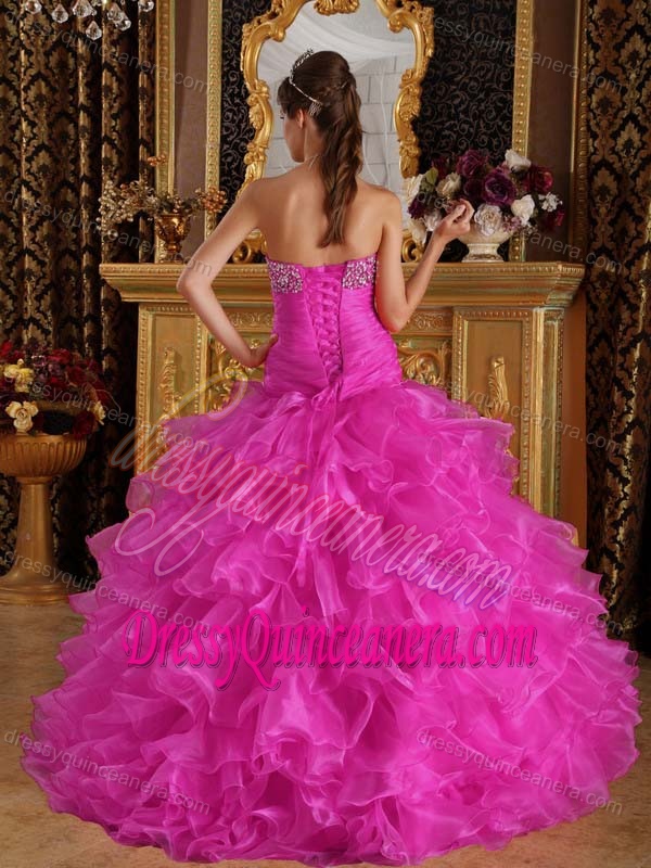 Exclusive Sweetheart Organza Quinceanera Gown with Beading and Ruffles