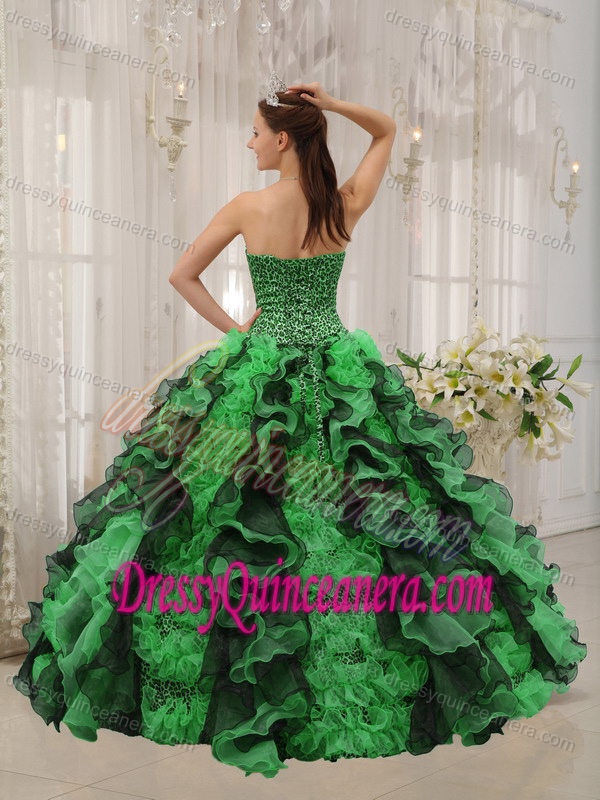 Multi-colored Sweetheart Floor-length Beaded Sweet 16 Dresses in Organza