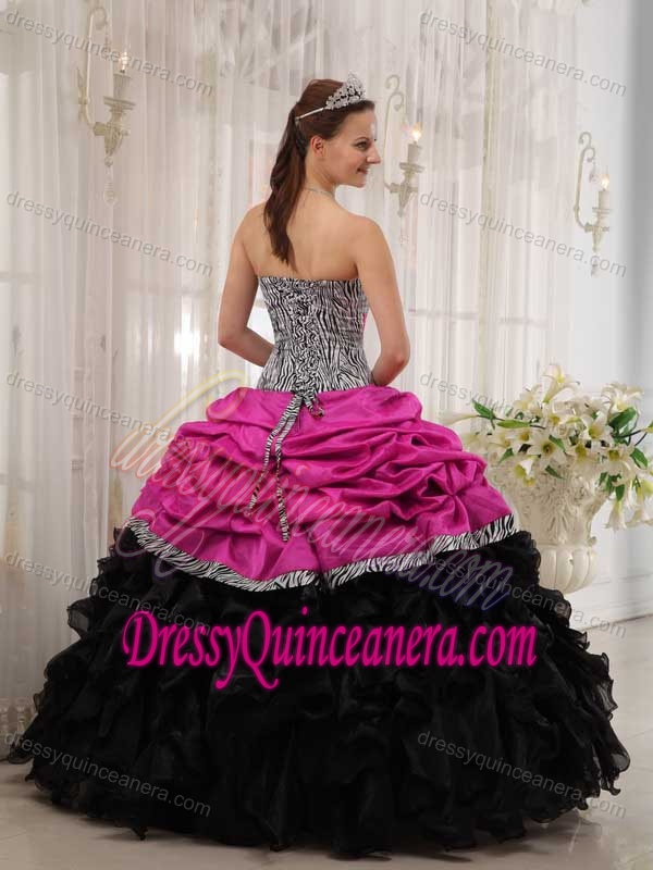 Brand New Hot Pink and Black Sweetheart Sweet 16 Quinceanera Dresses