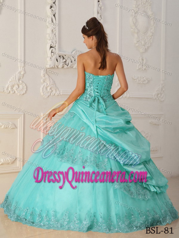 Beautiful Baby Blue Beaded Taffeta and Tulle Quinceaneras Dress for Fall