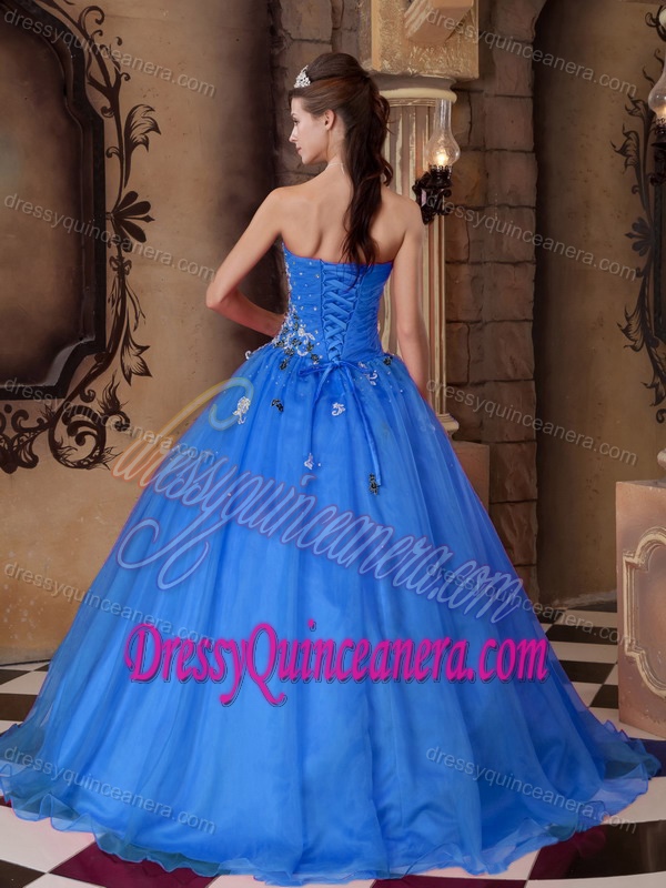 Blue A-line Beaded Long 2013 Wonderful Sweet 16 Dresses under 250