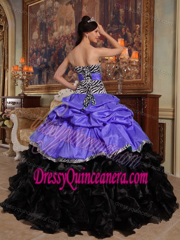 Purple and Black Sweetheart Exquisite Quinceanera Gown Dress for Fall