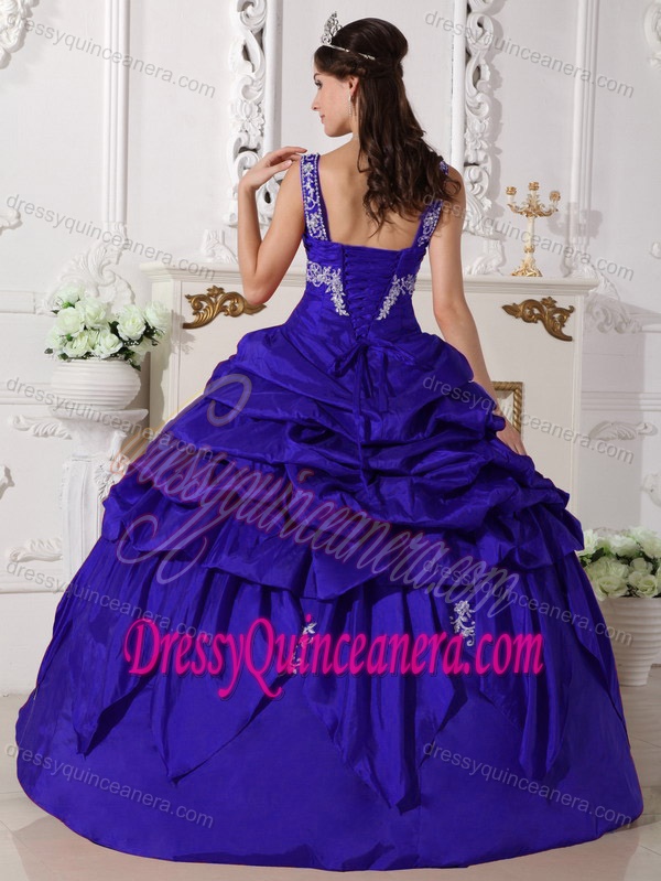Blue Scoop Ball Gown Nice Quinceanera Dress with Beading in Taffeta