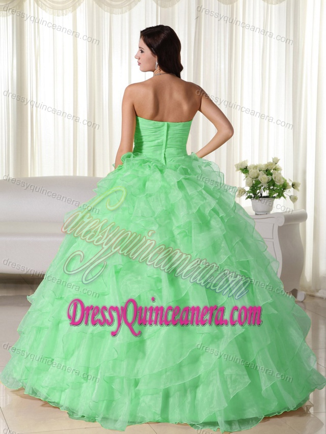 Discount Sweetheart Quinceanera Dresses with Appliques in Apple Green